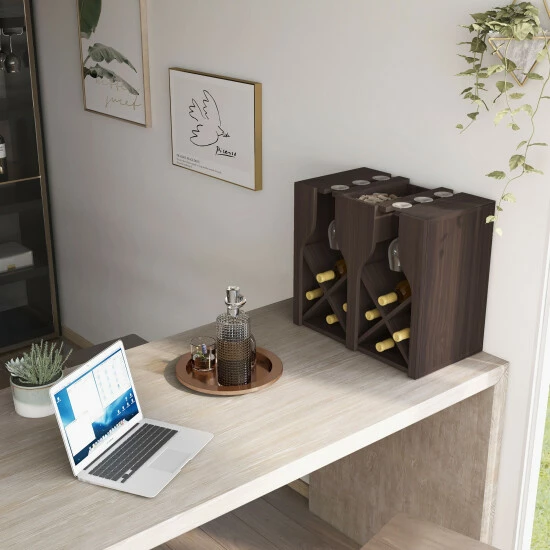 Cheap ⭐ Furniture Of America Aniya Rustic 8-bottle Hanging Wine Rack Wenge ❤️ - Image 6