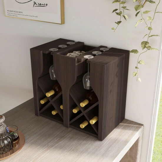Cheap ⭐ Furniture Of America Aniya Rustic 8-bottle Hanging Wine Rack Wenge ❤️ - Image 7