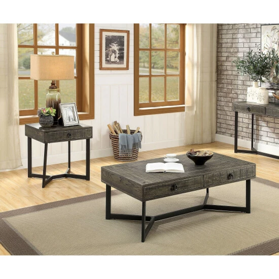 Discount 🛒 Furniture Of America Mini Urban Oak 48-inch 2-piece Accent Table Set ✔️