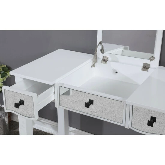 Cheapest ✔️ Furniture Of America Allison White 2-piece Wood Vanity Table Set 🥰 - Image 7