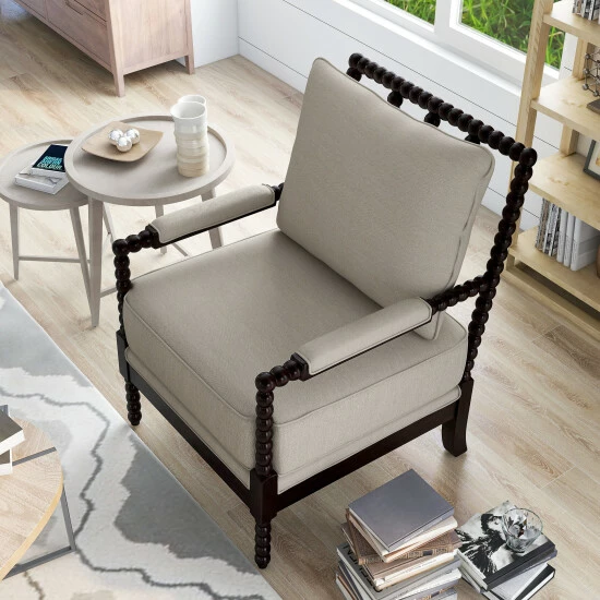 Outlet 🎉 Furniture Of America Digg Gray Fabric Cushioned Accent Chair 🤩 - Image 2