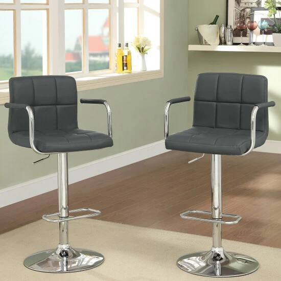 Hot Sale 👍 Furniture Of America Corvelli Adjustable Swivel Barstool (Set Of 2) Grey 🔔 - Image 5