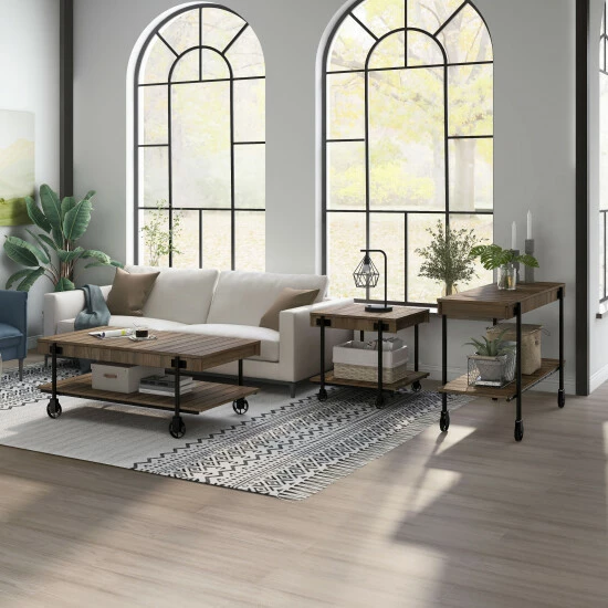 Hot Sale 💯 Hyssop Industrial 3-piece Coffee Table Set By Furniture Of America Natural Tone 🌟 - Image 2