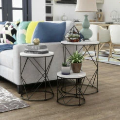 Cheapest 😀 Furniture Of America Rusk Modern Metal 17-inch 3-piece Nesting Table White ✨