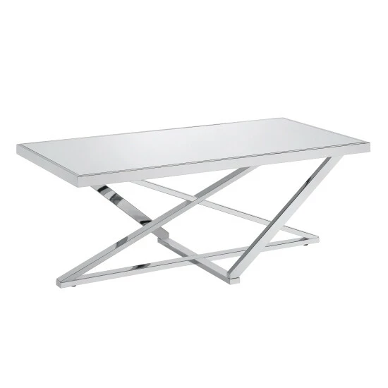 Hot Sale 🧨 Furniture Of America Marchat Glam Chrome 47-in Mirror Top Coffee Table 🔔 - Image 4