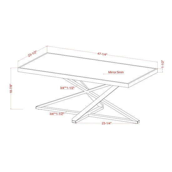 Hot Sale 🧨 Furniture Of America Marchat Glam Chrome 47-in Mirror Top Coffee Table 🔔 - Image 8