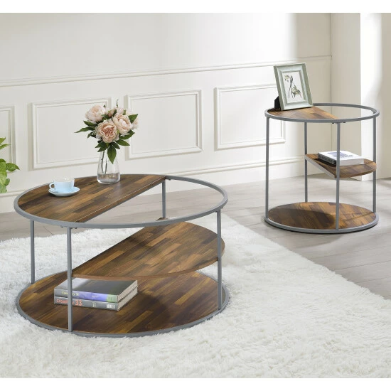 Budget 😉 Furniture Of America Carmicha 2-Piece 35-inch 2-shelf Coffee Table Set Grey 🧨 - Image 4