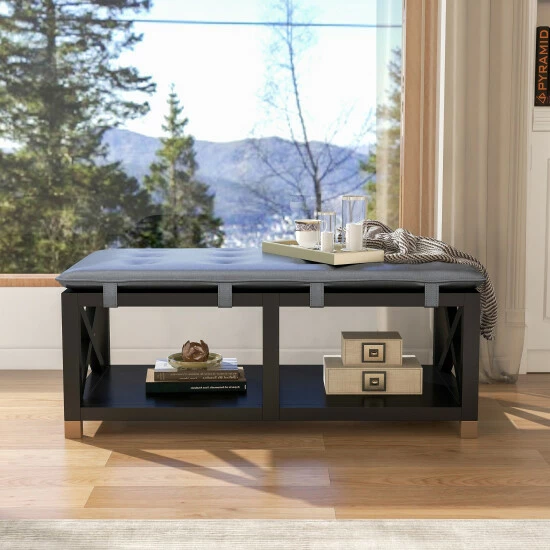 Best deal ⌛ Furniture Of America Bench With Removeable Leatherette Cushions Brown 🔥 - Image 8