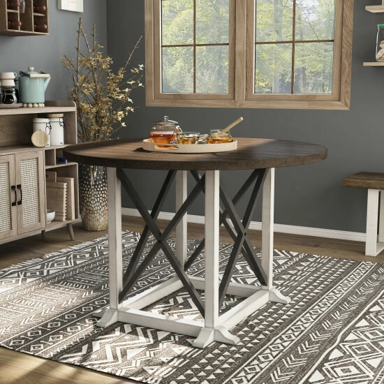 Flash Sale 🥰 Furniture Of America McFarlane Farmhouse Dark Walnut Dining Table 💯