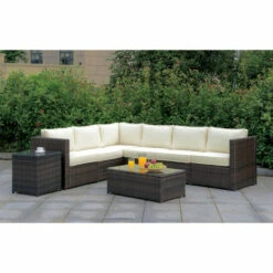 Hot Sale π Furniture Of America Liba Contemporary Brown Patio Sectional Set π