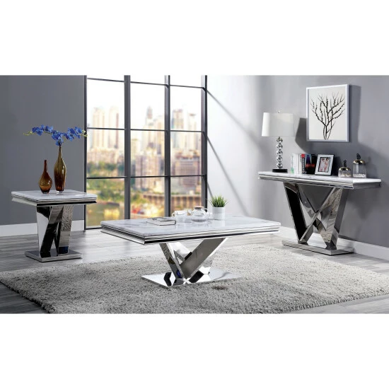 Buy ๐ Furniture Of America Kaliki Glam Chrome 3-piece Coffee Table Set ๐