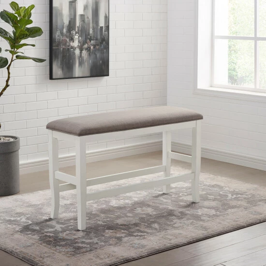 Flash Sale ❤️ Furniture Of America Zita Padded Counter Height Dining Bench Black - Beige Fabric ✨ - Image 4
