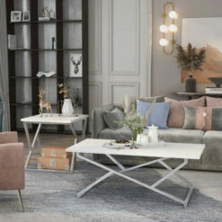 Wholesale 🌟 Furniture Of America Cano White Glam 2-Piece Living Room Table Set 🧨