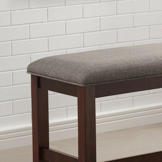 Flash Sale ❤️ Furniture Of America Zita Padded Counter Height Dining Bench Black - Beige Fabric ✨ - Image 5