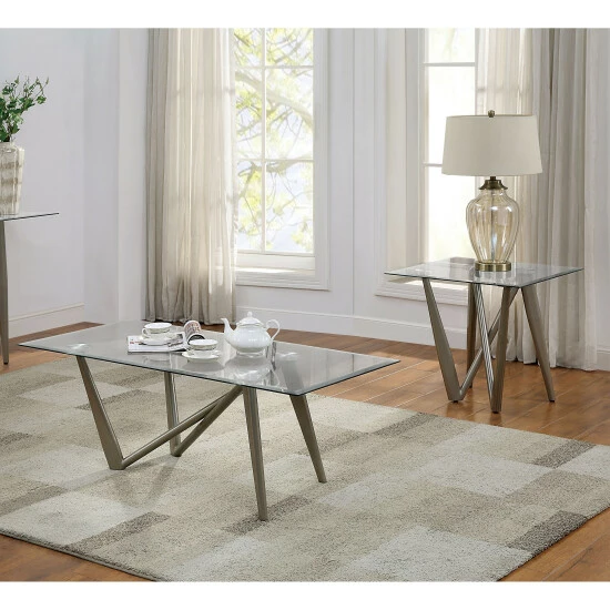 New ๐ Furniture Of America Oddsam Champagne 2-piece 48-inch Coffee Table Set ๐