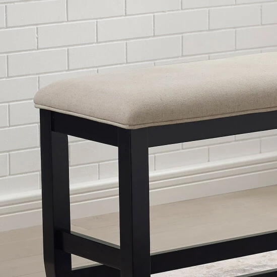 Flash Sale ❤️ Furniture Of America Zita Padded Counter Height Dining Bench Black - Beige Fabric ✨ - Image 6