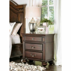 Budget 🛒 Furniture Of America Vame Traditional 3-Drawer Solid Wood Nightstand Dark Walnut 🔥