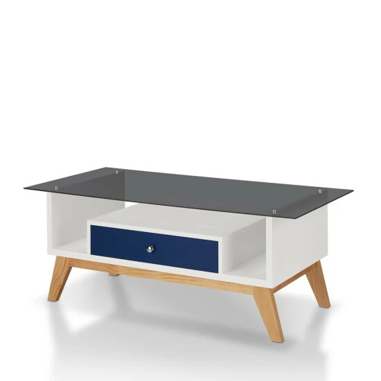 Buy ⌛ Furniture Of America Tevi Mid-century Modern 47-inch 1-shelf Coffee Table Navy 🔔 - Image 3