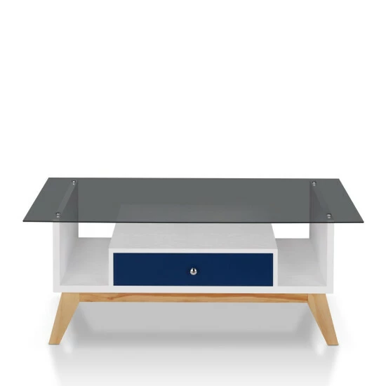 Buy ⌛ Furniture Of America Tevi Mid-century Modern 47-inch 1-shelf Coffee Table Navy 🔔 - Image 4