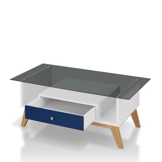 Buy ⌛ Furniture Of America Tevi Mid-century Modern 47-inch 1-shelf Coffee Table Navy 🔔 - Image 5