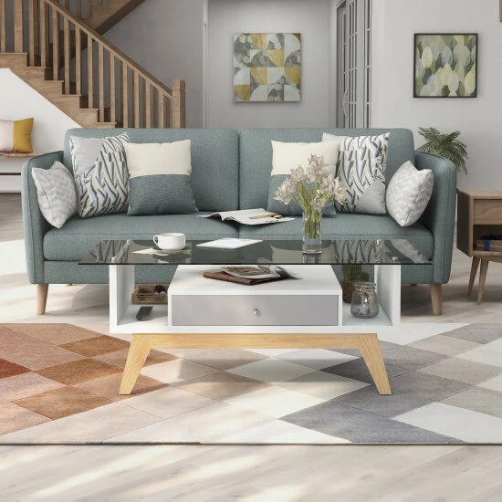 Buy ⌛ Furniture Of America Tevi Mid-century Modern 47-inch 1-shelf Coffee Table Navy 🔔 - Image 7