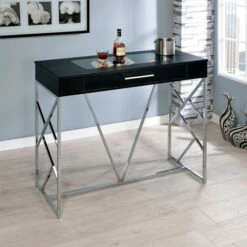 Coupon 🎉 Furniture Of America Hone Contemporary Metal 47-inch Bar Wine Table Black/chrome 🌟