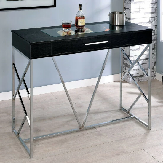 Coupon 🎉 Furniture Of America Hone Contemporary Metal 47-inch Bar Wine Table Black/chrome 🌟 - Image 3
