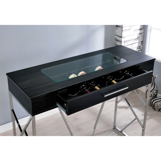 Coupon 🎉 Furniture Of America Hone Contemporary Metal 47-inch Bar Wine Table Black/chrome 🌟 - Image 4