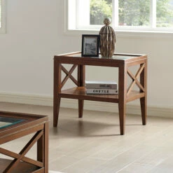 Wholesale 💯 Furniture Of America Hinz Farmhouse Solid Wood 1-shelf Side Table Grey ⌛