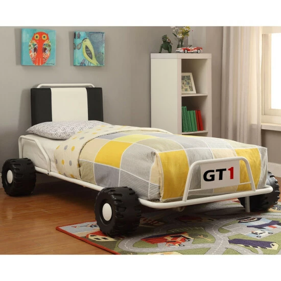 Wholesale ⌛ Furniture Of America Tere Novelty Twin Metal Racing Bed Frame Pink 🤩 - Image 2