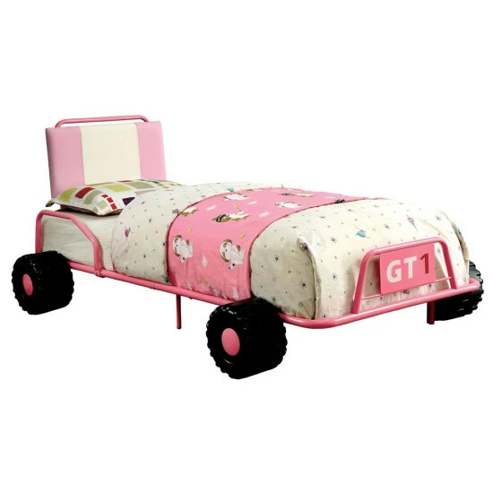Wholesale ⌛ Furniture Of America Tere Novelty Twin Metal Racing Bed Frame Pink 🤩 - Image 6