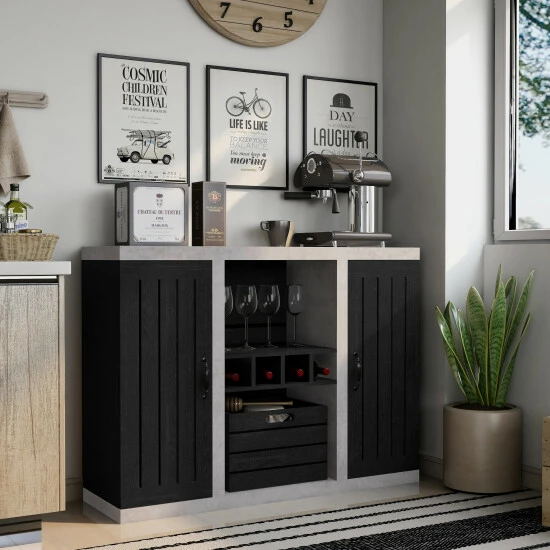 Promo π Furniture Of America Xole 47-in. Rustic 2-cabinet Sideboard Distressed Walnut/cement π