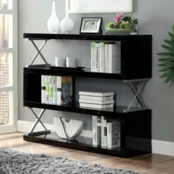 Best Sale ❤️ Furniture Of America Loop Contemporary Metal 4-tier Bookcase Grey 🛒