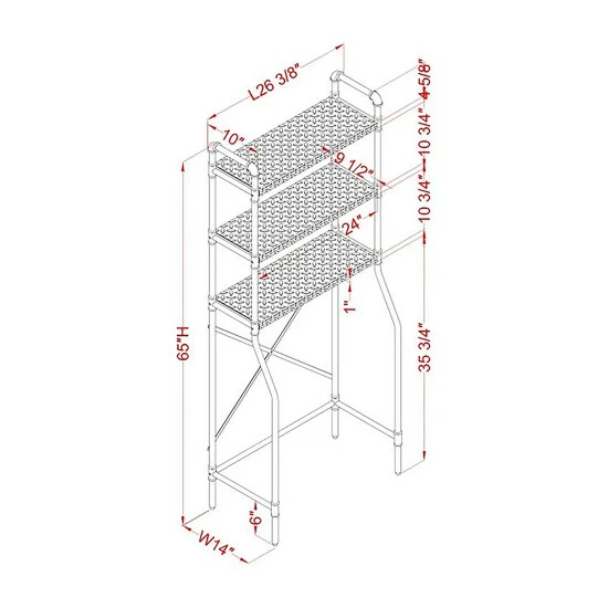 Wholesale 💯 Furniture Of America Kilrea Industrial Over The Toilet Shelf Organizer 👏 - Image 5