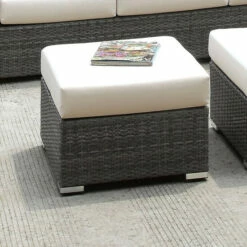 New π Furniture Of America Pyle Contemporary Faux Wicker Small Ottoman White π