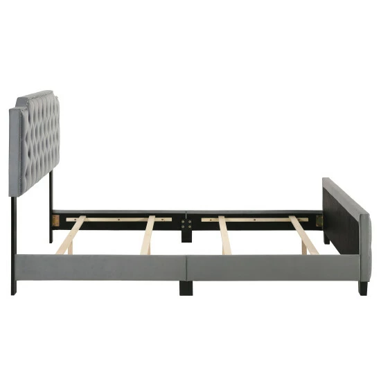 New 🔥 Furniture Of America Galavant Contemporary Upholstered Panel Bed Light Grey 🛒 - Image 7