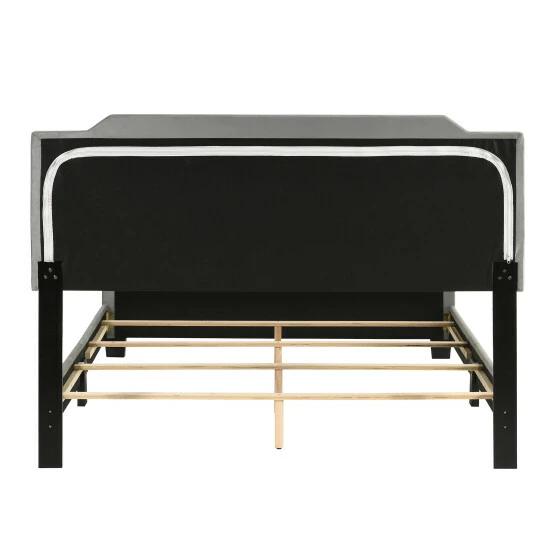 New 🔥 Furniture Of America Galavant Contemporary Upholstered Panel Bed Light Grey 🛒 - Image 8