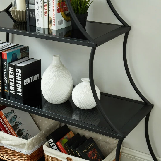 Best Pirce βοΈ Furniture Of America Gliny Contemporary Glass Shelves Bookcase π - Image 2