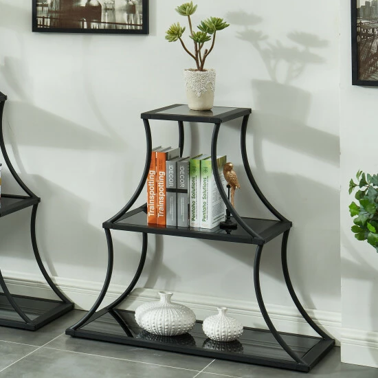 Best Pirce βοΈ Furniture Of America Gliny Contemporary Glass Shelves Bookcase π - Image 3