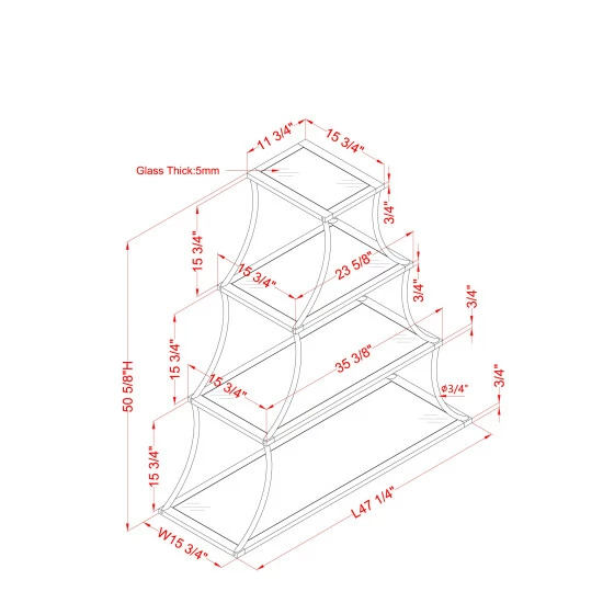 Best Pirce βοΈ Furniture Of America Gliny Contemporary Glass Shelves Bookcase π - Image 6