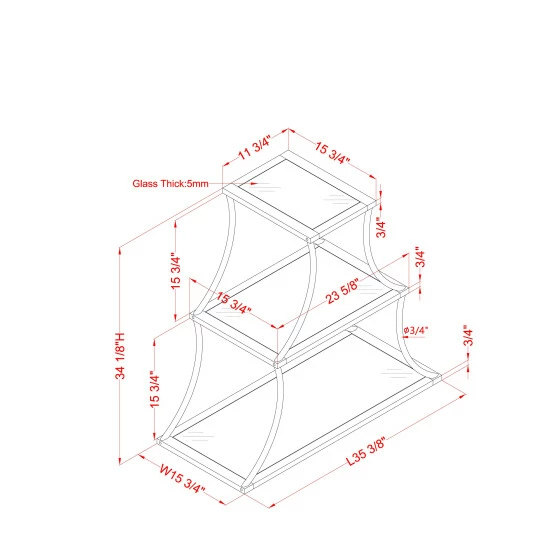 Best Pirce βοΈ Furniture Of America Gliny Contemporary Glass Shelves Bookcase π - Image 7