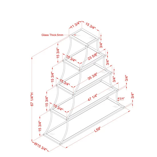 Best Pirce βοΈ Furniture Of America Gliny Contemporary Glass Shelves Bookcase π - Image 8