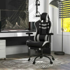 Deals ⭐ Furniture Of America Stefan Two-toned Height Adjustable Reclining Gaming Chair White / Black ✔️