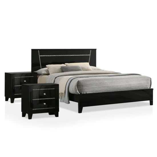 Buy 🥰 Furniture Of America Larking Contemporary Wood 3-Piece Bedroom Set Black 🧨 - Image 3