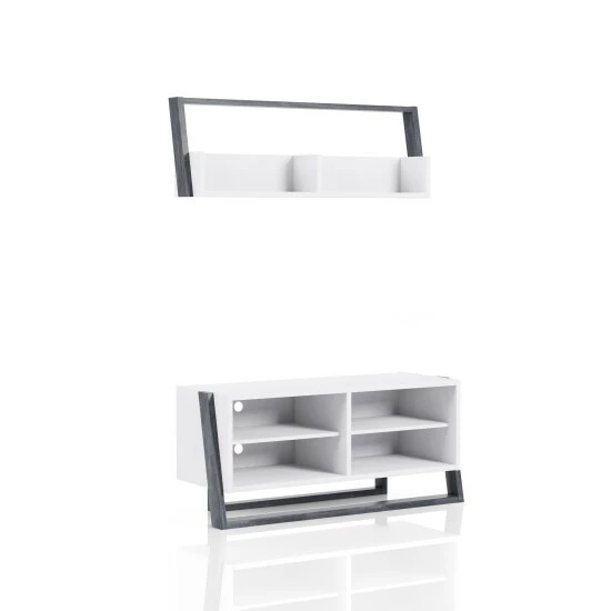 Cheapest ⌛ Furniture Of America Isabelle 2-piece TV Console And Floating Shelf Set 91"w White/distressed Grey ⭐ - Image 3