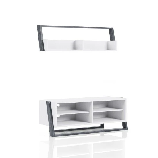 Cheapest ⌛ Furniture Of America Isabelle 2-piece TV Console And Floating Shelf Set 91"w White/distressed Grey ⭐ - Image 7