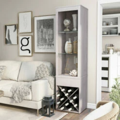 Best Sale ✔️ Furniture Of America Jessica White Oak Modern Farmhouse Curio 🥰